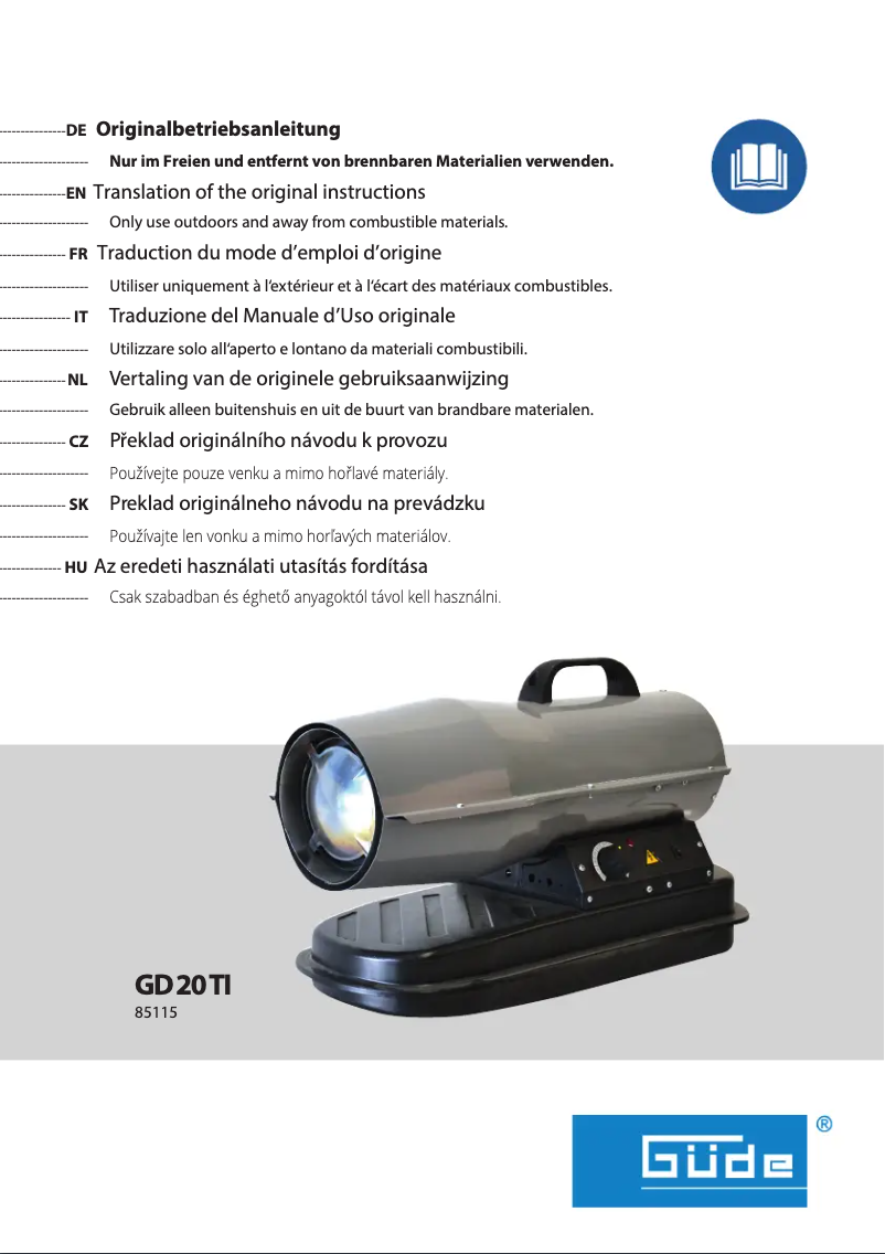 Page 1 de la notice Manuel utilisateur Güde GD 20 TI