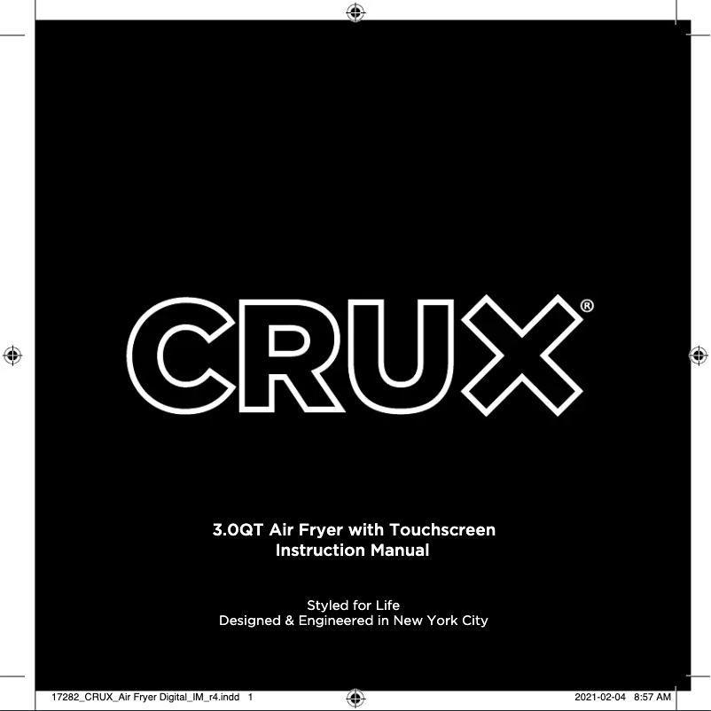 Page 1 de la notice Manuel utilisateur CRUX 3.0QT Air Fryer with Touchscreen