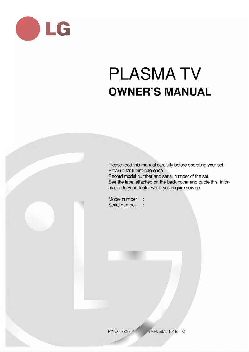 Page 1 de la notice Manuel utilisateur LG 50PX4RA