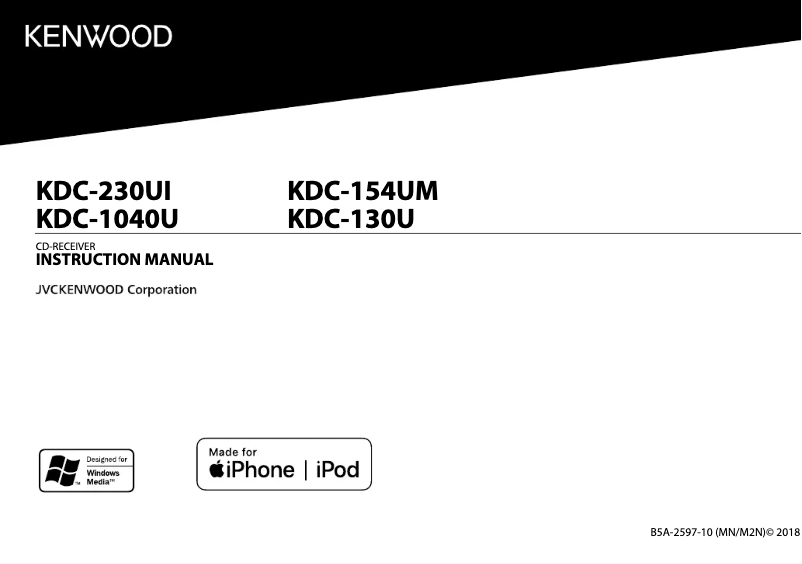 Image de la première page du manuel de l'appareil KDC-1040U