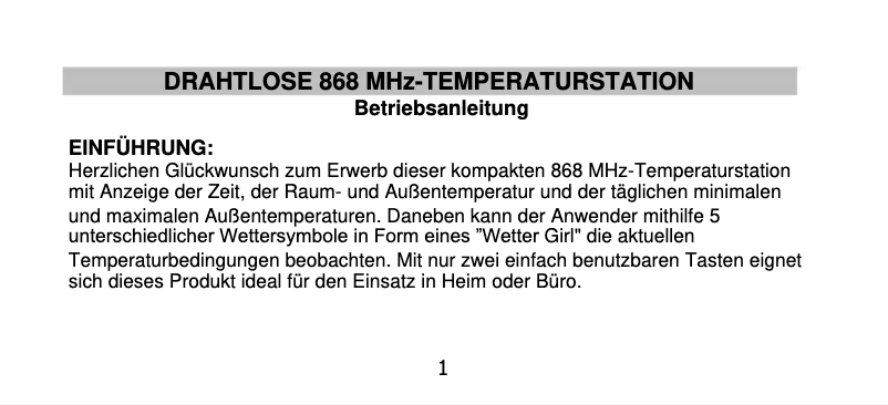 Image de la première page du manuel de l'appareil WS 9750