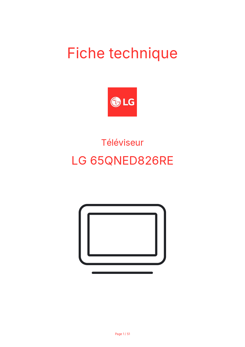 Image de la première page du manuel de l'appareil 65QNED826RE