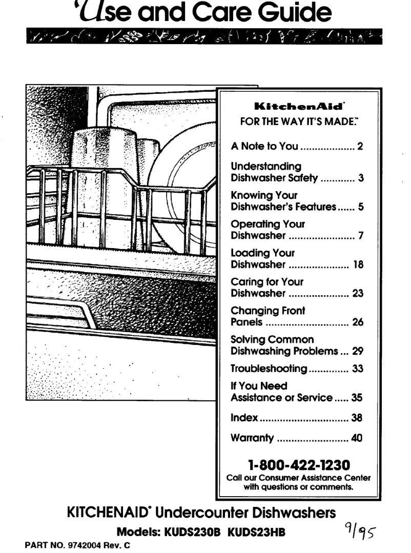 Página 1 del manual Manual de usuario KitchenAid KUDS230BWH0