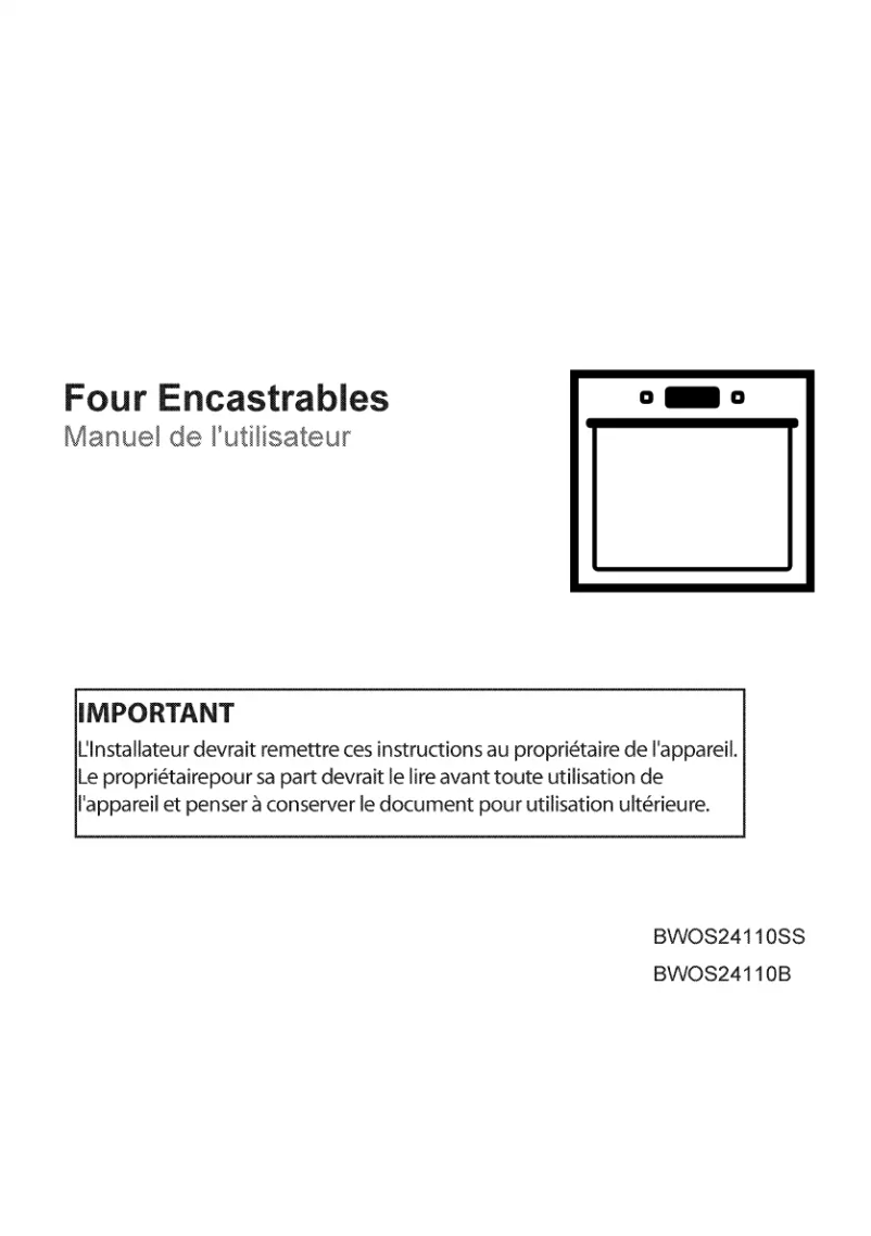 Page n°1 - Manuel utilisateur Blomberg BWOS 24110 B