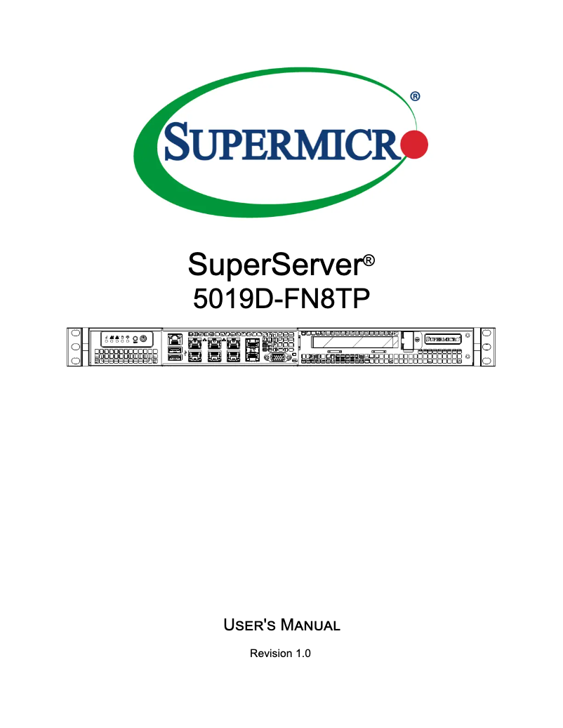 Image de la première page du manuel de l'appareil SuperServer 5019D-4C-FN8TP