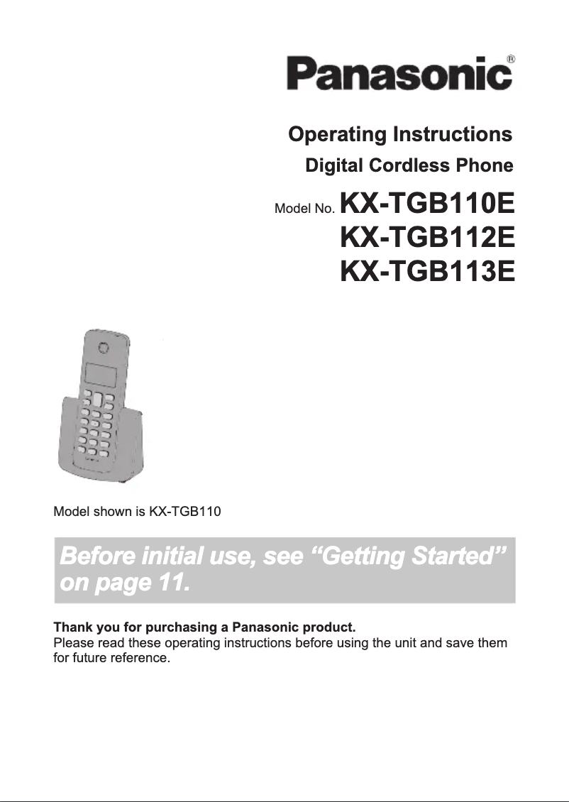 Page 1 de la notice Manuel utilisateur Panasonic KX-TGB110E