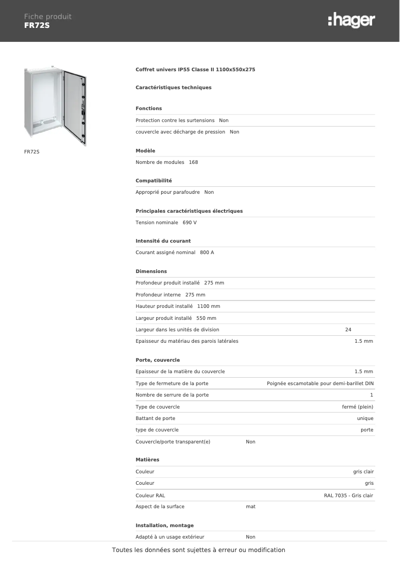 Image de la première page du manuel de l'appareil FR72S