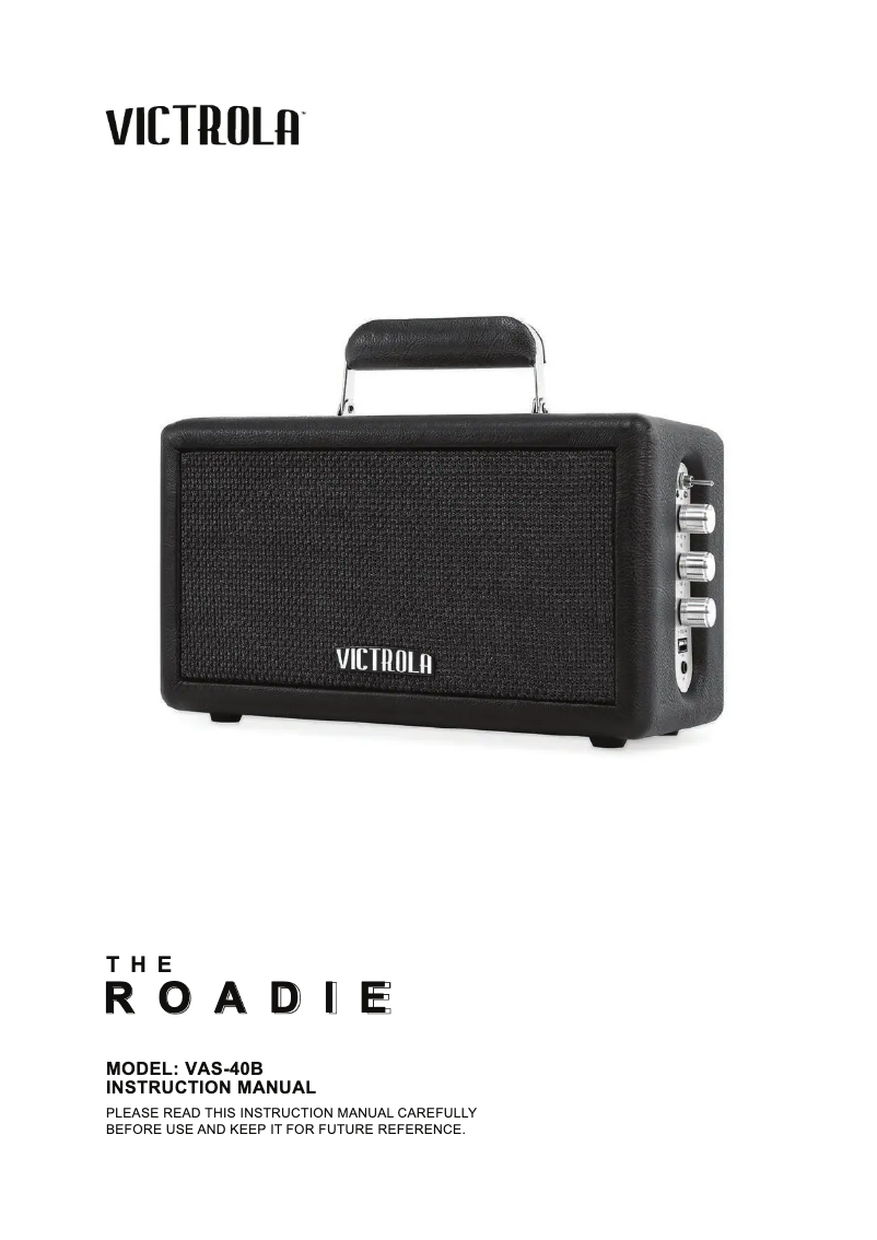 Page 1 de la notice Manuel utilisateur Victrola Roadie VAS-40B