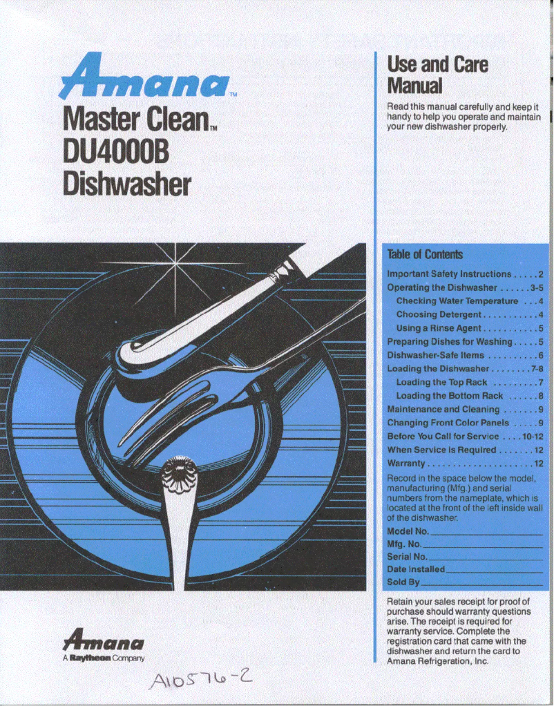 Imagen de la primera página del manual del dispositivo Master Clean DU4000B