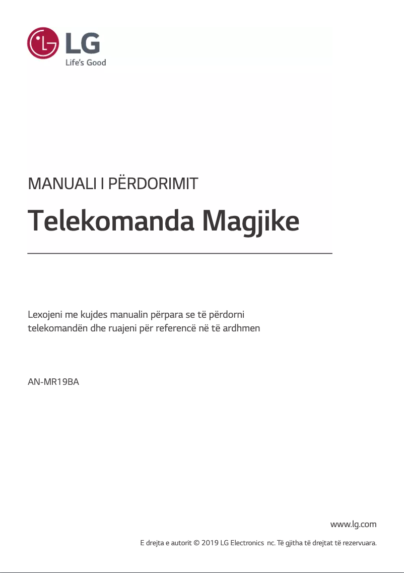 Page n°1 - Manuel utilisateur LG AN-MR19BA