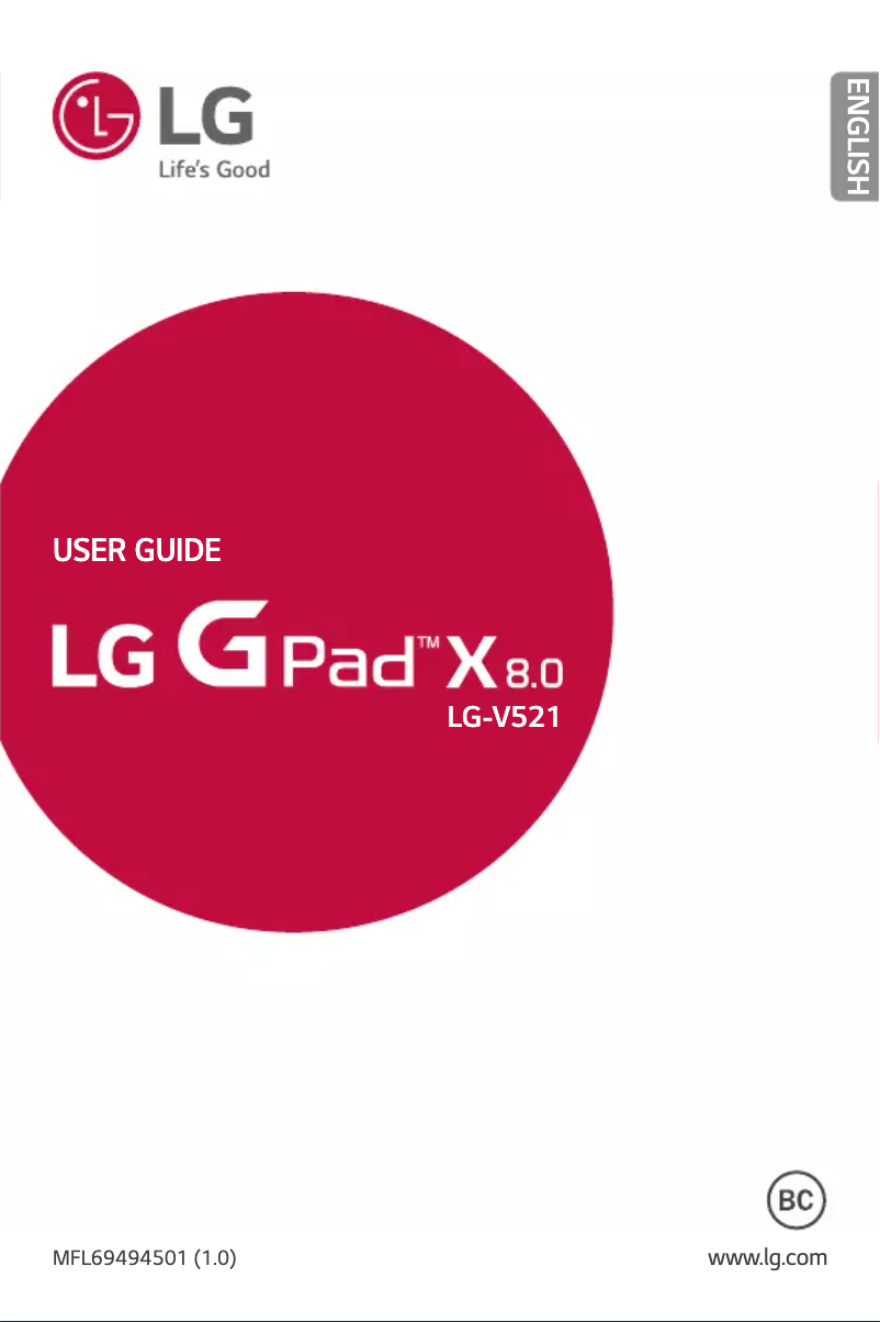 Image de la première page du manuel de l'appareil G Pad X 8.0