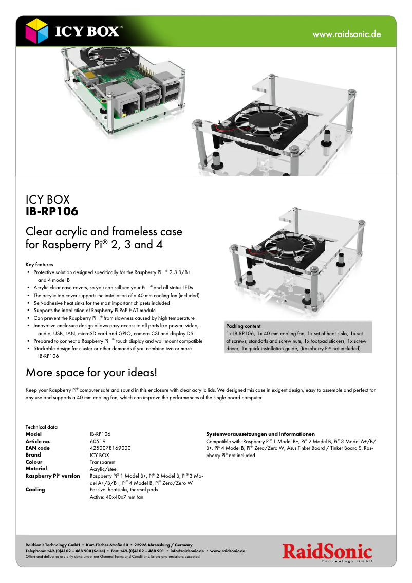 Page n°1 - Fiche technique Icy Box IB-RP106