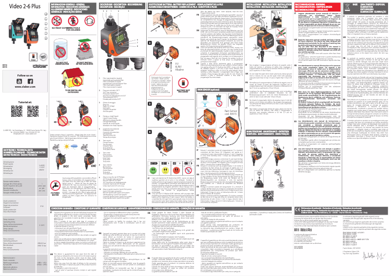 Page 1 de la notice Manuel utilisateur Claber Aquauno Video-2 Plus 8412