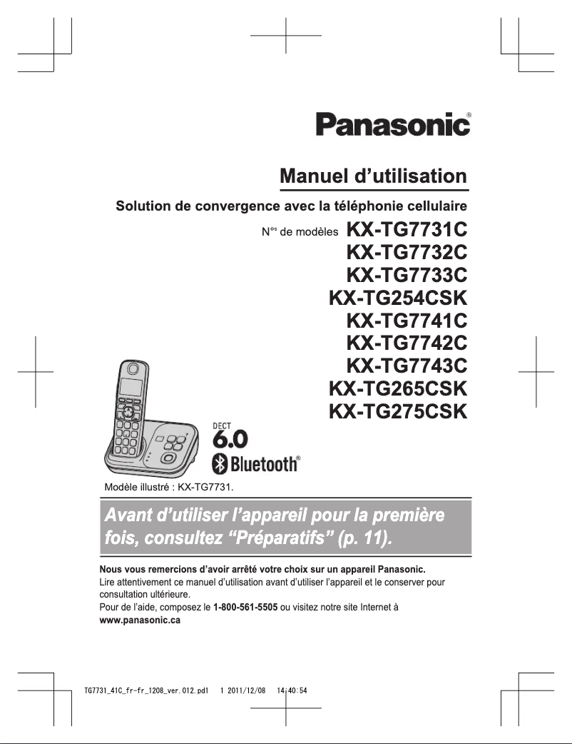 Page n°1 - Manuel utilisateur Panasonic KX-TG7741