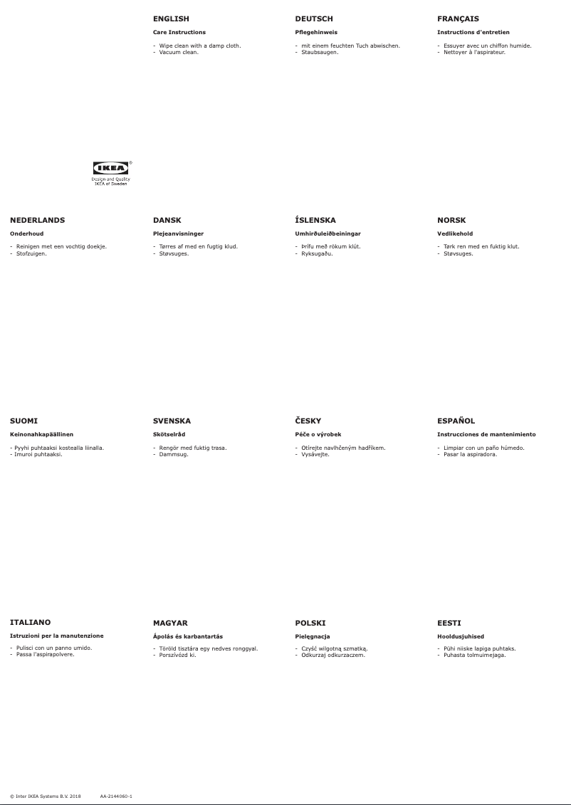 Page 1 de la notice Manuel utilisateur Ikea STRANDMON