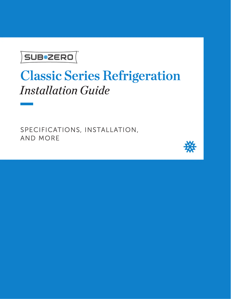Page n°1 - Guide d'installation Sub-Zero CL4850UFO