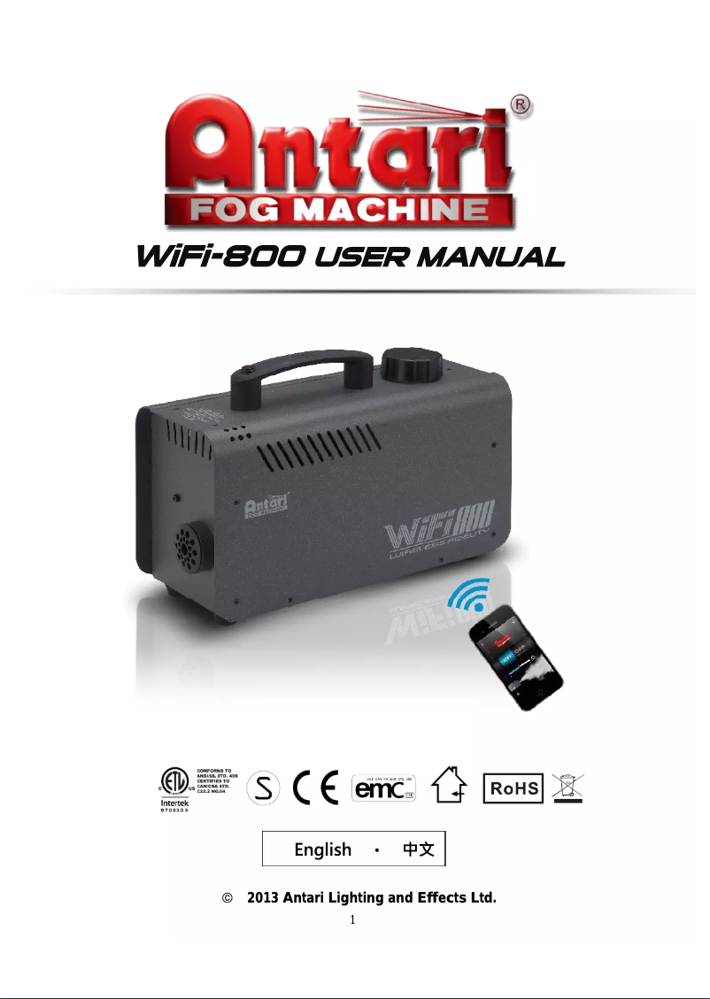 Page 1 de la notice Manuel utilisateur Antari WiFi-800