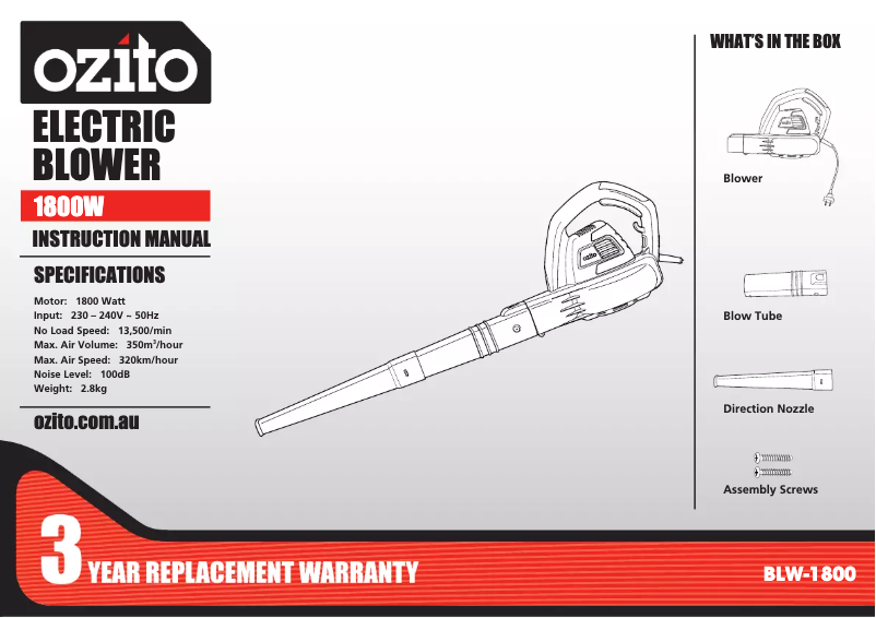Image de la première page du manuel de l'appareil BLW-1800