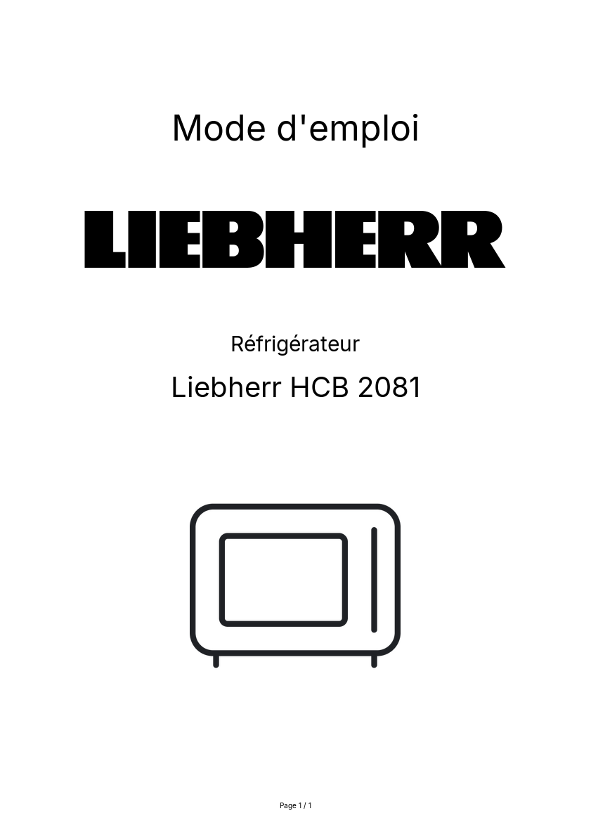 Page n°1 - Mode d'emploi Liebherr HCB 2081