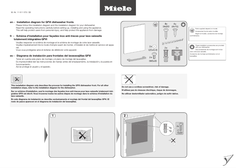 Page n°1 - Manuel utilisateur Miele GFVi 707/72