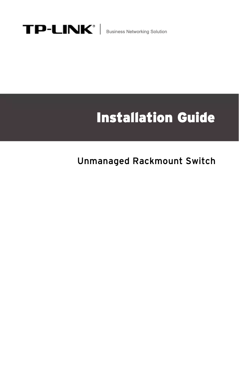 Page n°1 - Guide d'installation TP-Link TL-SG1008P