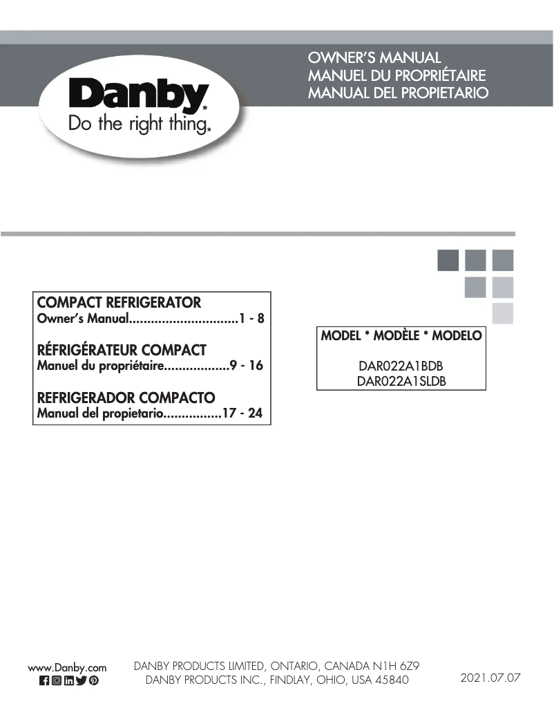 Página 1 del manual Manual de usuario Danby DAR022A1SLDB