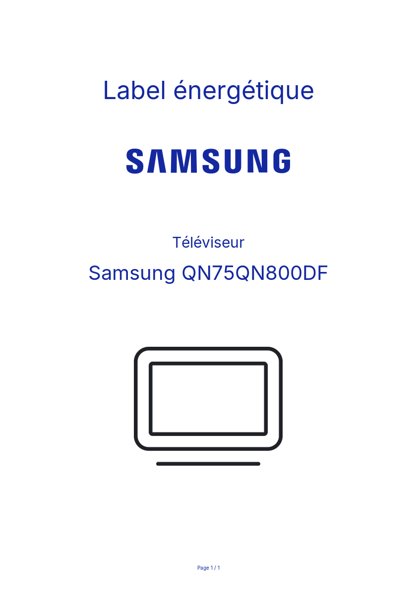 Page n°1 - Label énergétique Samsung QN75QN800DF