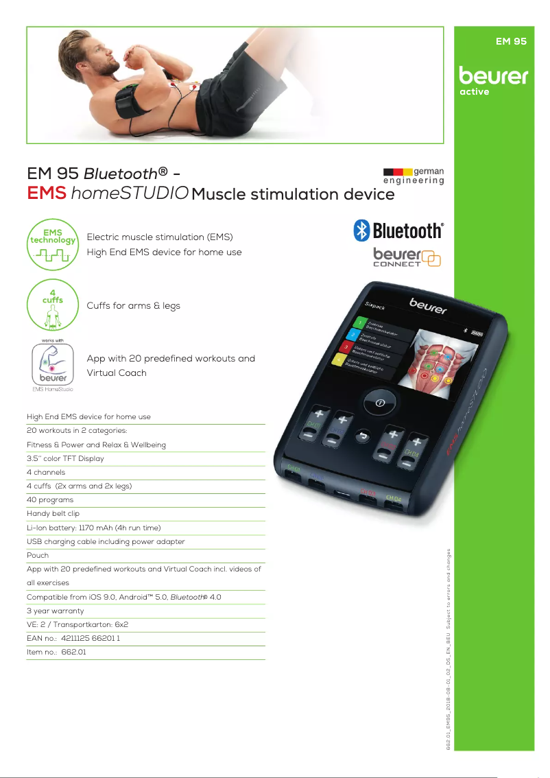 First page image of the manual for EM 95 Bluetooth