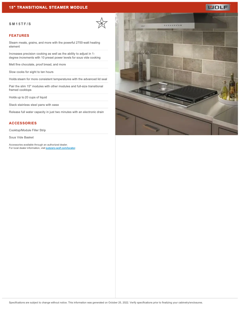 Page 1 de la notice Manuel utilisateur Wolf SM15TF/S