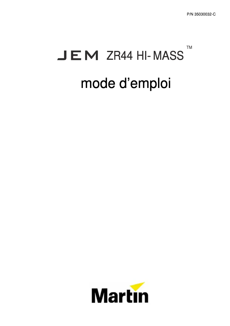 Image de la première page du manuel de l'appareil JEM ZR44 Hi-Mass