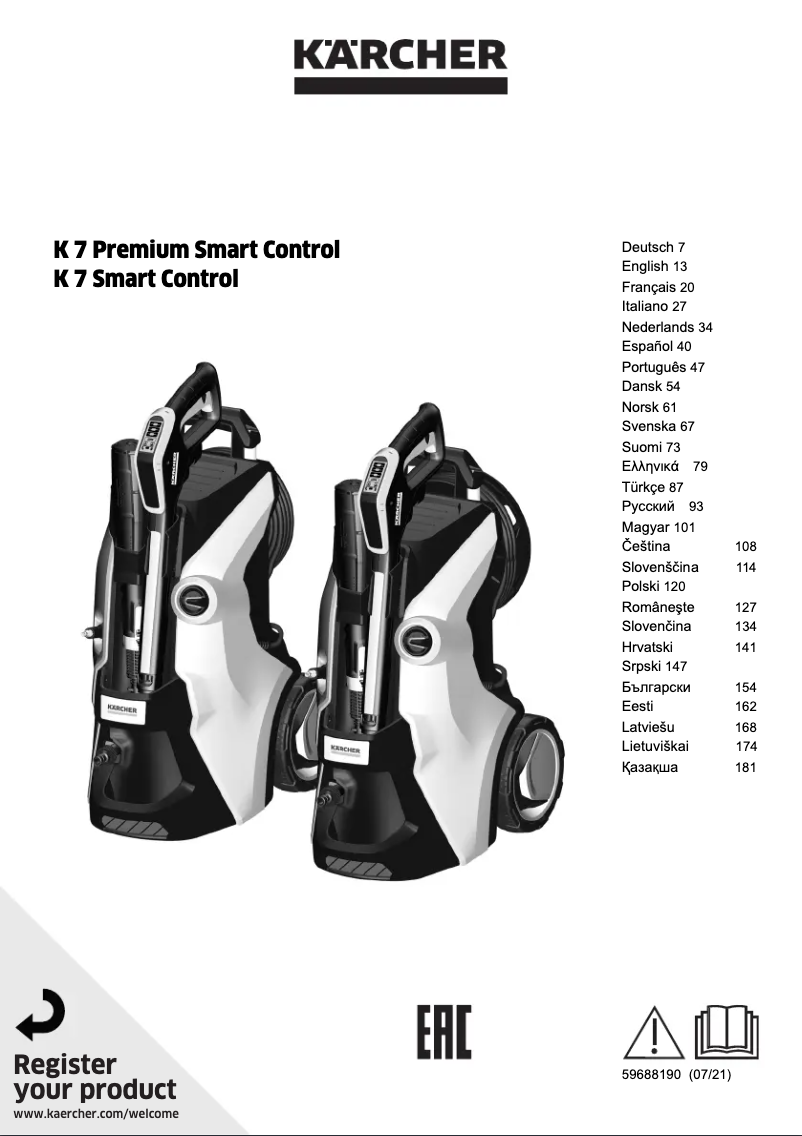 Page n°1 - Manuel utilisateur Kärcher K7 Smart Control Home
