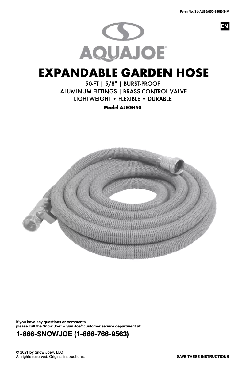 Página 1 del manual Manual de usuario Aqua Joe AJEGH50