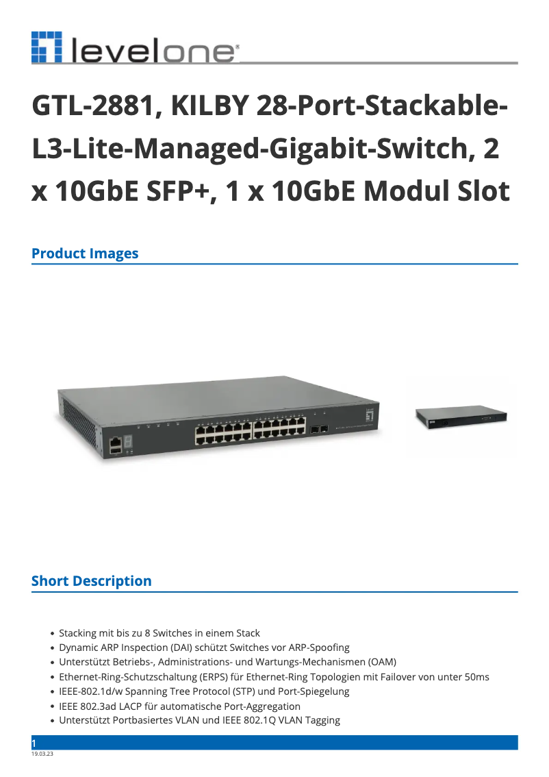 Image de la première page du manuel de l'appareil GTL-2881
