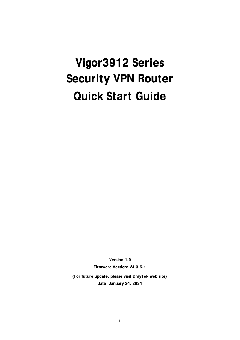 Page n°1 - Guide de démarrage rapide Draytek Vigor 3912