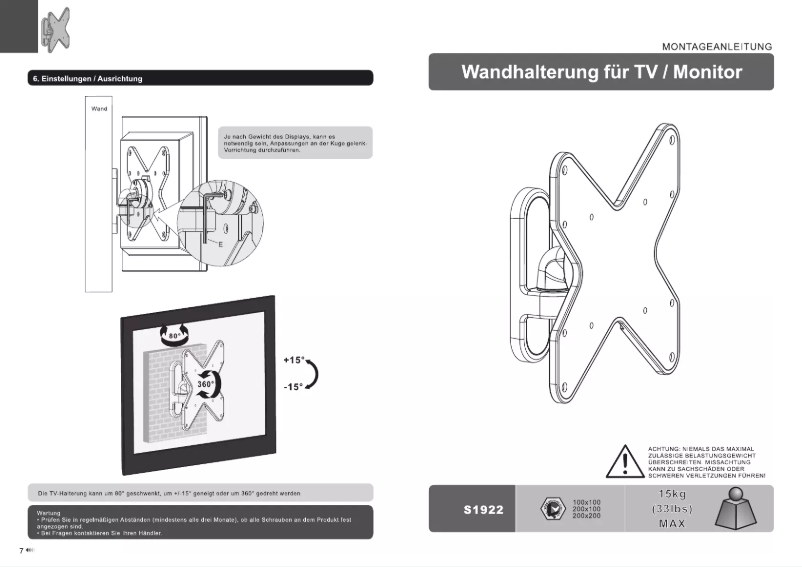 Page 1 of the manual User Manual Ricoo S1922