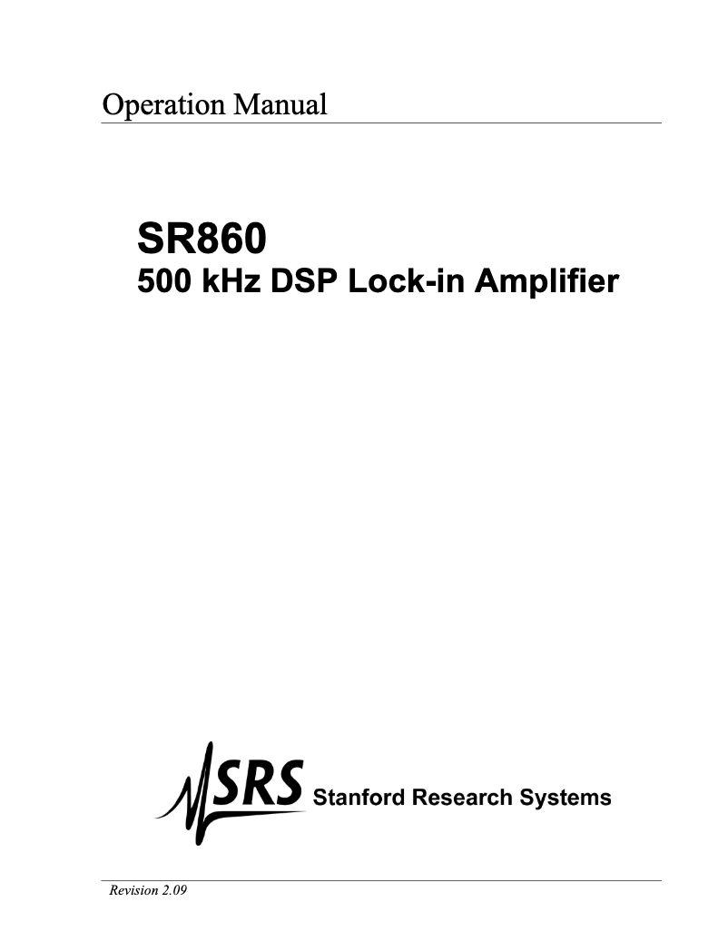Page n°1 - Manuel utilisateur SRS SR860