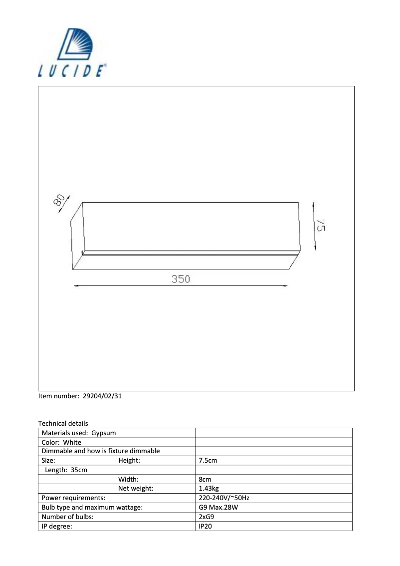 Page 1 de la notice Manuel utilisateur Lucide Blanko