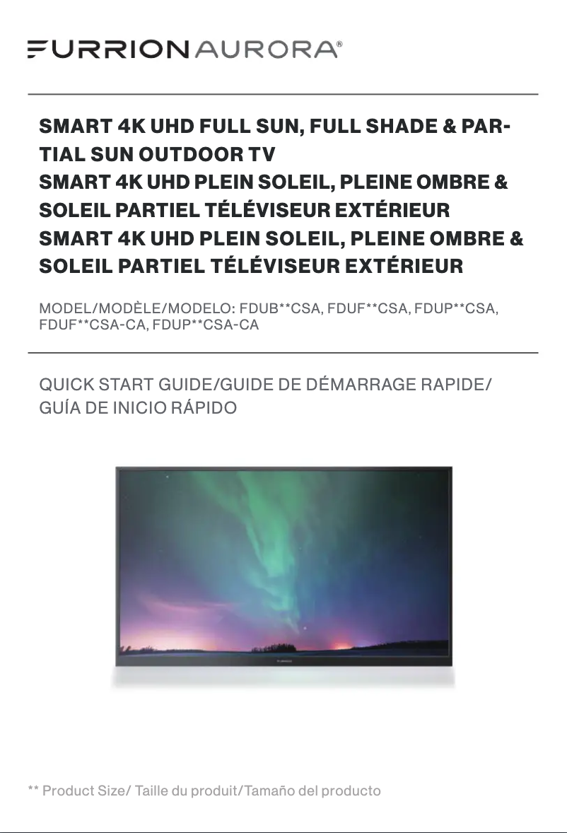 Página 1 del manual Guía de inicio rápido Furrion Aurora FDUN65CSA