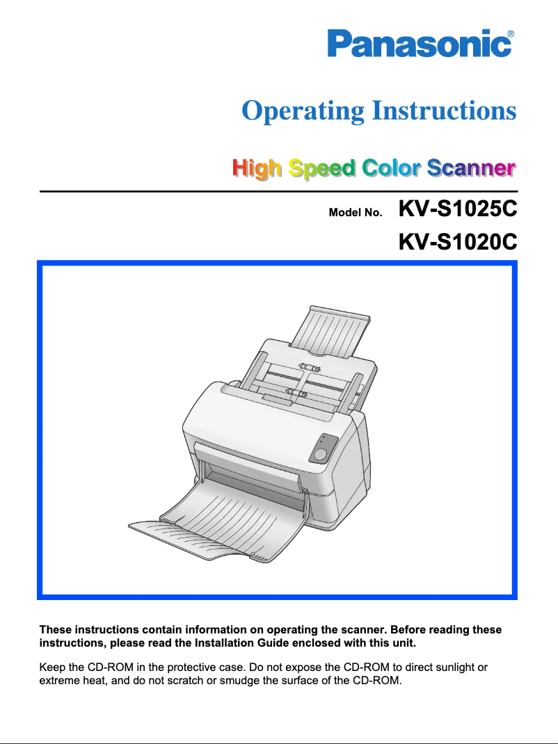 Page n°1 - Manuel utilisateur Panasonic KV-S1025C