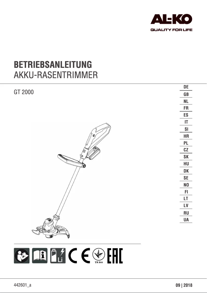 Page 1 of the manual User Manual AL-KO Easy Flex GT 2000