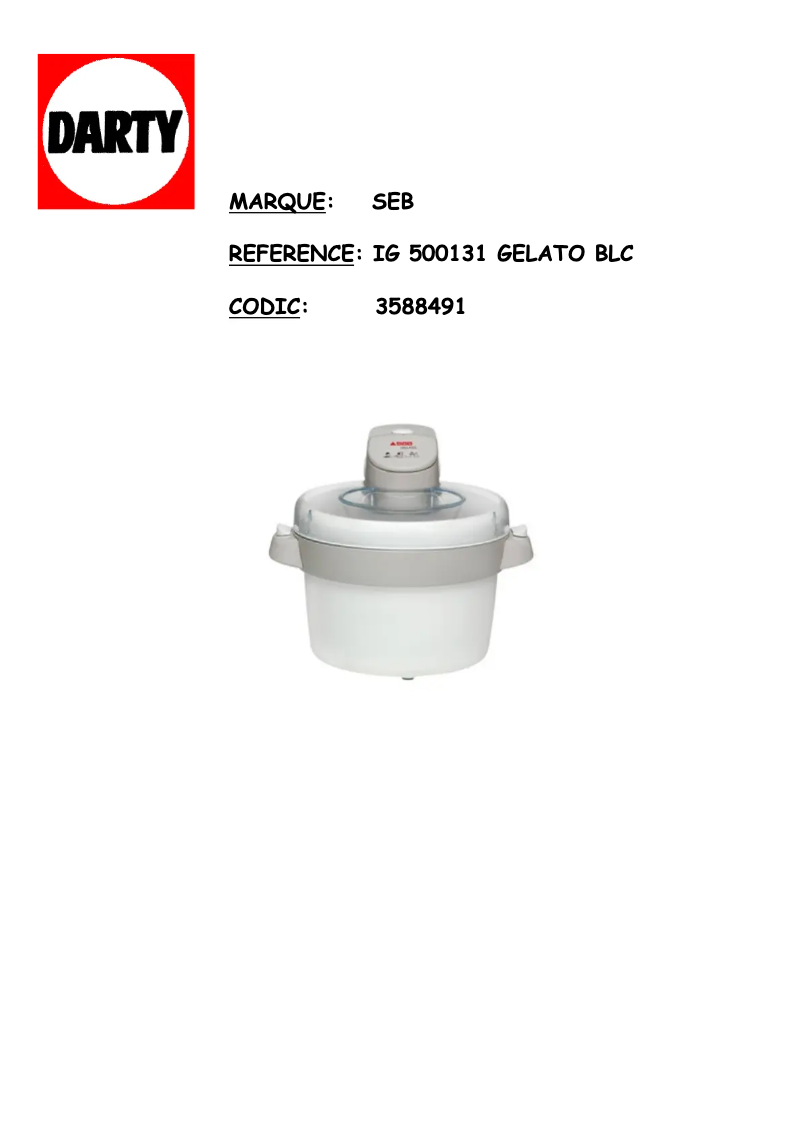 Page 1 de la notice Manuel utilisateur SEB IG500131