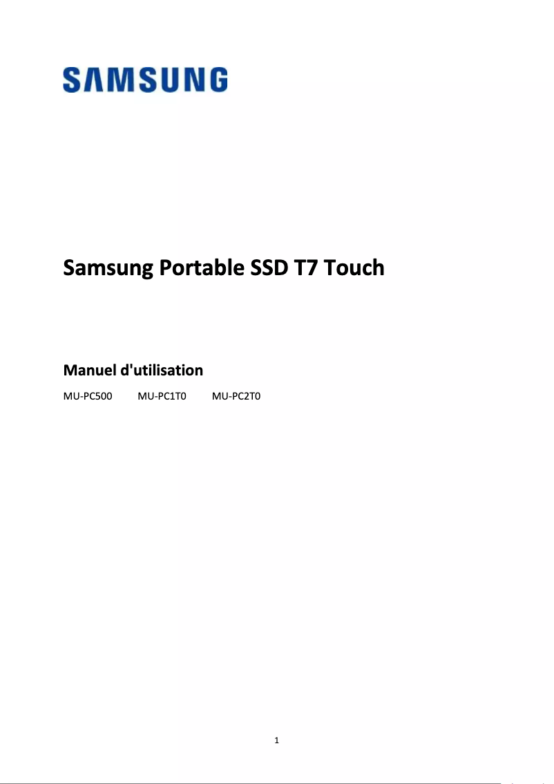 Page 1 de la notice Manuel utilisateur Samsung MU-PC500