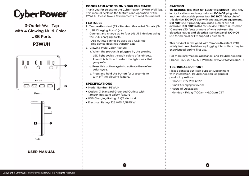 Page 1 de la notice Manuel utilisateur CyberPower Professional P3WUH