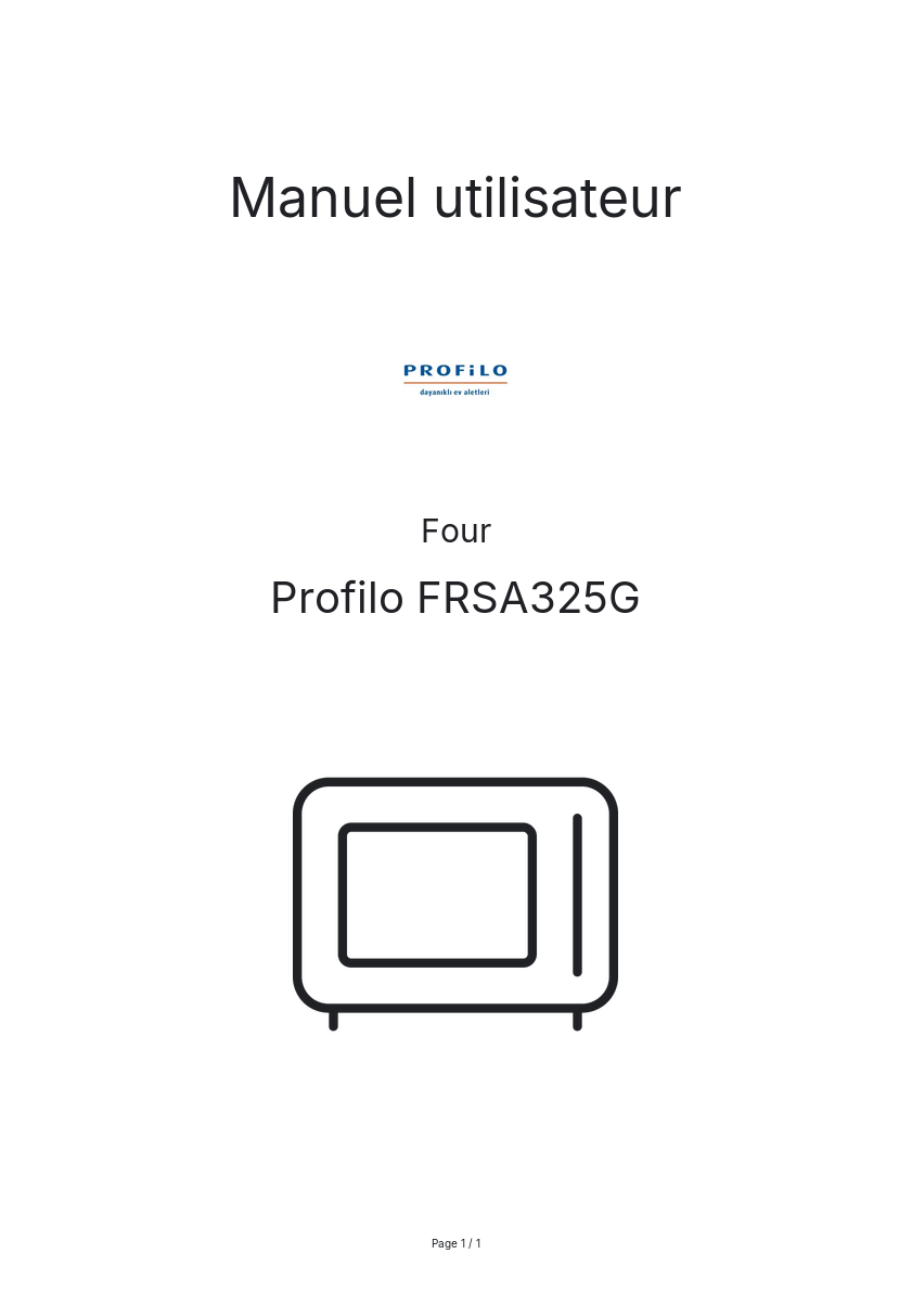 Page n°1 - Manuel utilisateur Profilo FRSA325G