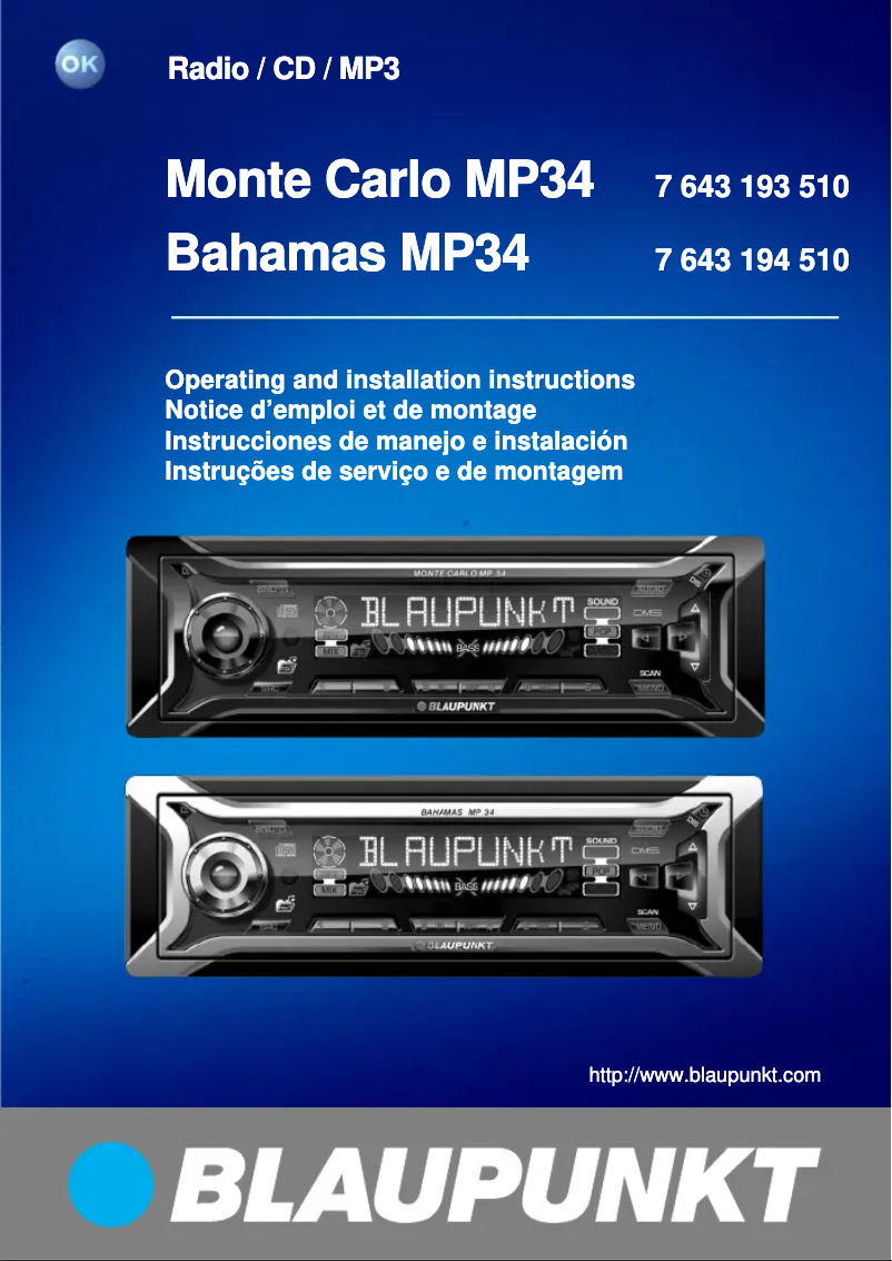 Image de la première page du manuel de l'appareil Bahamas MP34