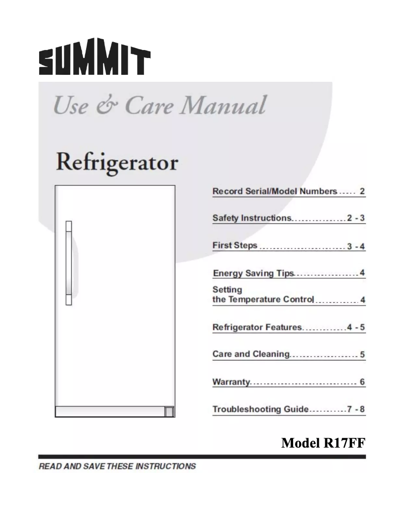 Image de la première page du manuel de l'appareil R17FF