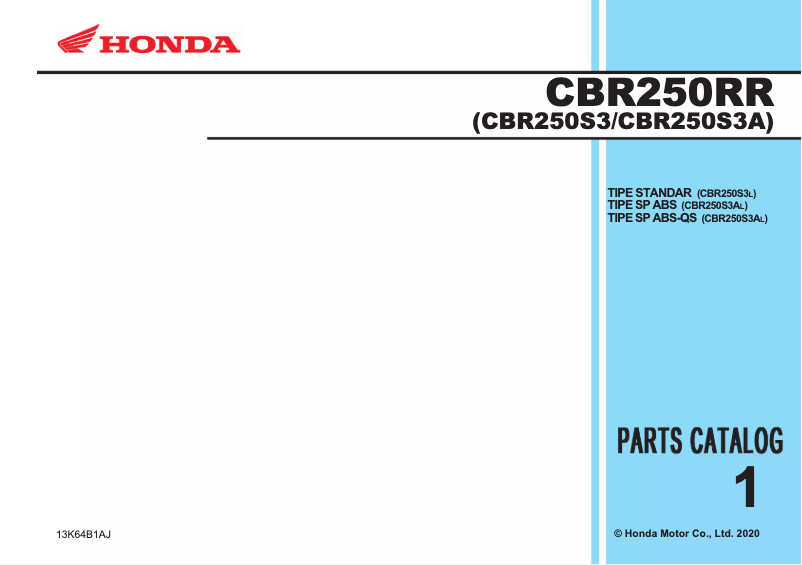 Page 1 de la notice Manuel utilisateur Honda CBR250RR (2020)