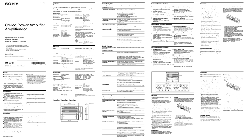 Page n°1 - Manuel utilisateur Sony XM-GS400