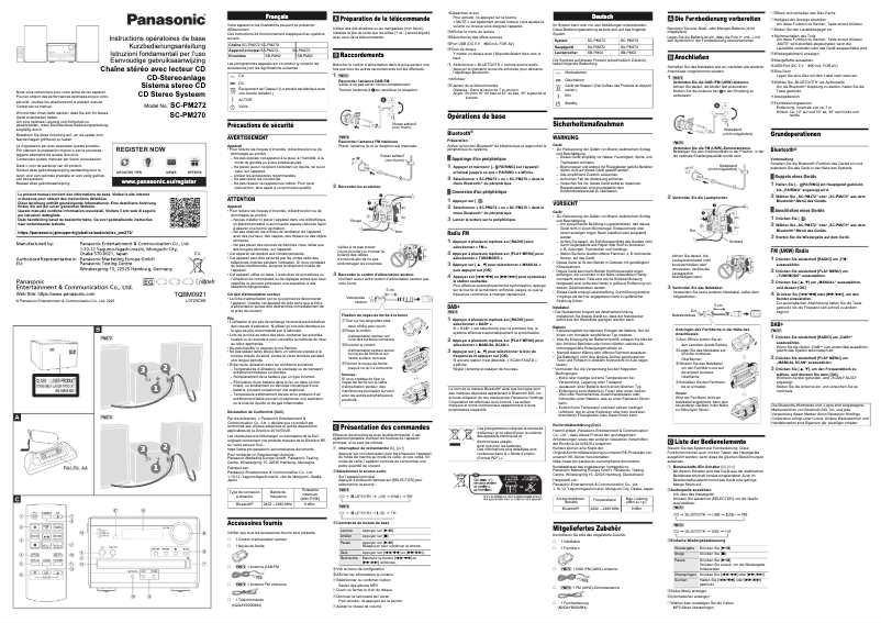 Page n°1 - Manuel utilisateur Panasonic SC-PM272