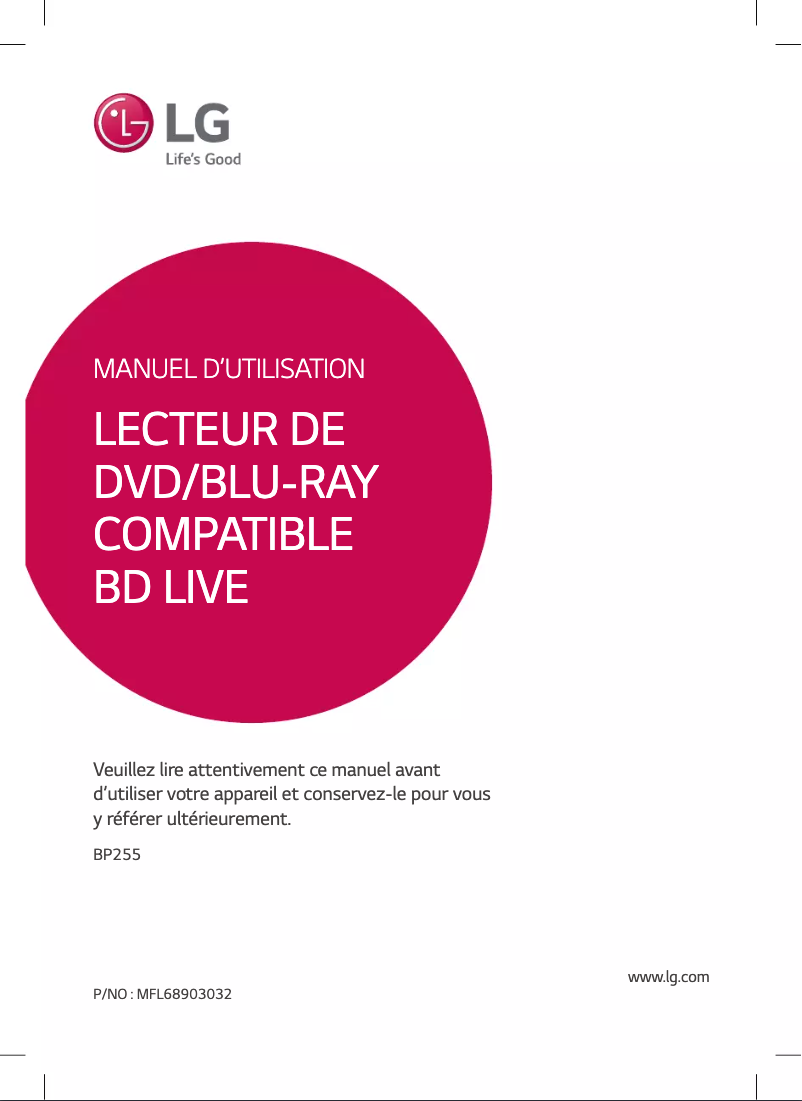 Page n°1 - Manuel utilisateur LG BP255
